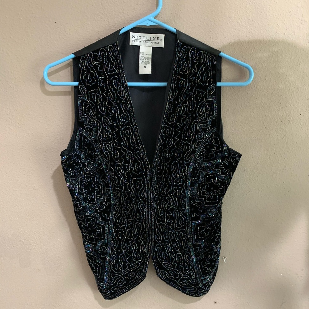 Niteline Della Roufogali Beaded & Sequined Vest S